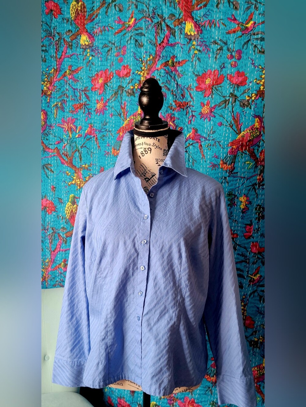 Talbots Sky Blue Textured Button-Down Shirt